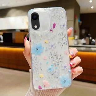 For iPhone XR Fresh Small Floral Epoxy TPU Phone Case(D05 Blue Floral)