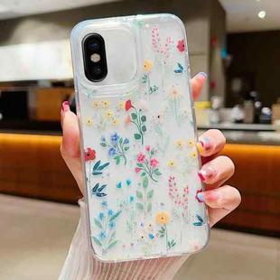 For iPhone X / XS Fresh Small Floral Phone Case  Drop Glue Protective Cover(D04 Colorful Floral)