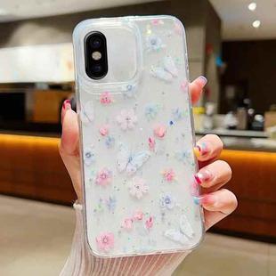 For iPhone X / XS Fresh Small Floral Phone Case  Drop Glue Protective Cover(D06 Love of Butterfly)