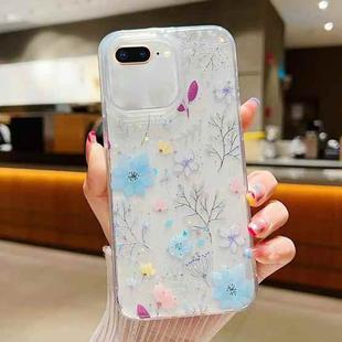 For iPhone 7 Plus / 8 Plus Fresh Small Floral Phone Case  Drop Glue Protective Cover(D05 Blue Floral)