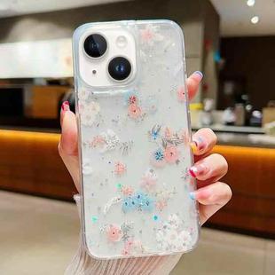 For iPhone 15 Fresh Small Floral Phone Case  Drop Glue Protective Cover(D01 Beautiful Bouquet)