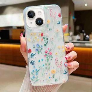 For iPhone 15 Fresh Small Floral Phone Case  Drop Glue Protective Cover(D04 Colorful Floral)