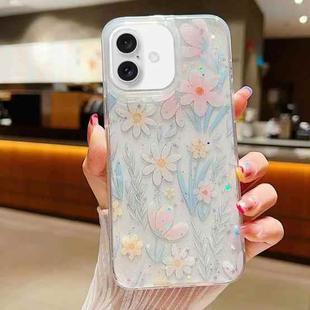 For iPhone 16 Fresh Small Floral Epoxy TPU Phone Case(D03 Floral Pink)