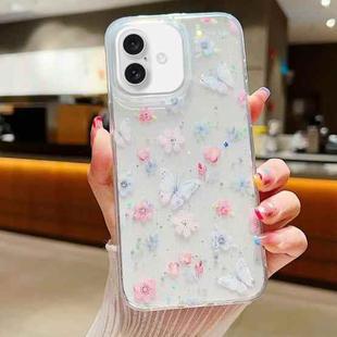 For iPhone 16 Plus Fresh Small Floral Epoxy TPU Phone Case(D06 Love of Butterfly)