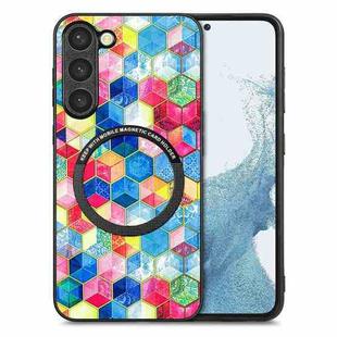 For Samsung Galaxy S23+ 5G Colored Drawing Leather Back Cover Magsafe Phone Case(Magic Space)
