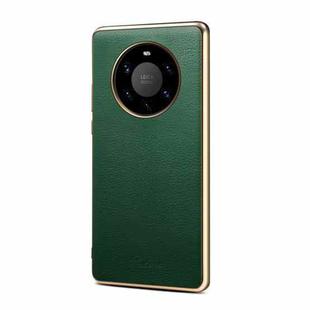 Suteni Litchi Leather Electroplated Soft Edge Phone Case For Huawei Mate 40 Pro(Green)