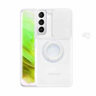 For Samsung Galaxy S23 5G Sliding Camshield TPU Phone Case with Ring Holder(White)