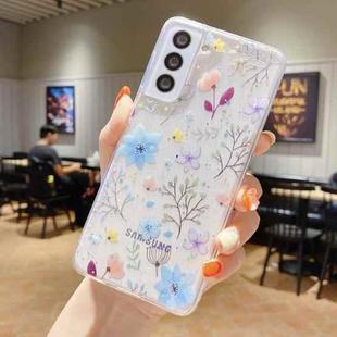 For Samsung Galaxy A50 Fresh Small Floral Epoxy TPU Phone Case(Blue Flowers 5)