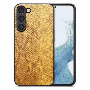 For Samsung Galaxy S23+ 5G Snakeskin Leather Back Cover Phone Case(Yellow)