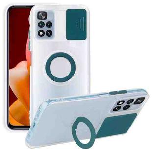 For Xiaomi Poco X4 Pro 5G Overseas Sliding Camshield TPU Phone Case with Ring Holder(Dark Green)