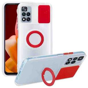For Xiaomi Poco M4 Pro 4G Overseas Sliding Camshield TPU Phone Case with Ring Holder(Red)
