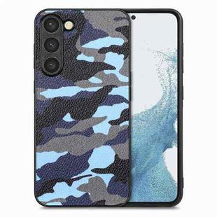 For Samsung Galaxy S23+ 5G Camouflage Leather Back Cover Phone Case(Blue)