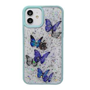 For iPhone 11 Pro Max Color Butterfly Glitter Epoxy TPU Phone Case(Green)