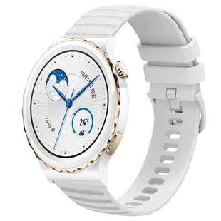 For Huawei Watch GT3 Pro 43mm 20mm Wavy Dot Pattern Solid Color Silicone Watch Band(White)