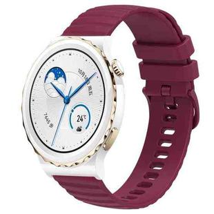 For Huawei Watch GT3 Pro 43mm 20mm Wavy Dot Pattern Solid Color Silicone Watch Band(Wine Red)