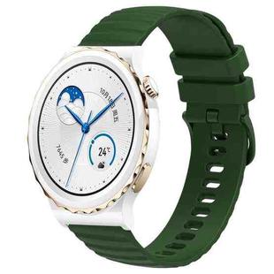 For Huawei Watch GT3 Pro 43mm 20mm Wavy Dot Pattern Solid Color Silicone Watch Band(Army Green)