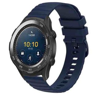 For Huawei Watch 2 20mm Wavy Dot Pattern Solid Color Silicone Watch Band(Navy Blue)