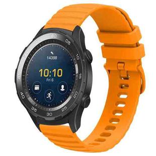 For Huawei Watch 2 20mm Wavy Dot Pattern Solid Color Silicone Watch Band(Yellow)