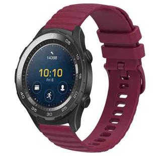 For Huawei Watch 2 20mm Wavy Dot Pattern Solid Color Silicone Watch Band(Wine Red)