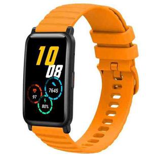 For Honor Watch ES 20mm Wavy Dot Pattern Solid Color Silicone Watch Band(Yellow)