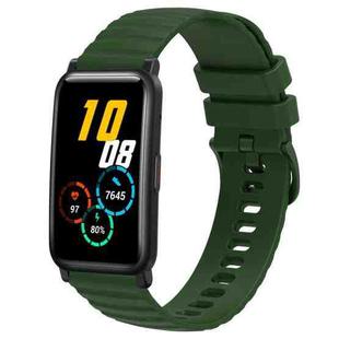 For Honor Watch ES 20mm Wavy Dot Pattern Solid Color Silicone Watch Band(Army Green)