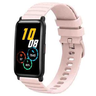 For Honor Watch ES 20mm Wavy Dot Pattern Solid Color Silicone Watch Band(Pink)