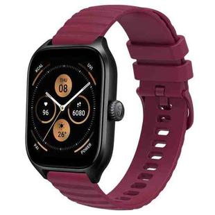 For Amazfit GTS 4 20mm Wavy Dot Pattern Solid Color Silicone Watch Band(Wine Red)