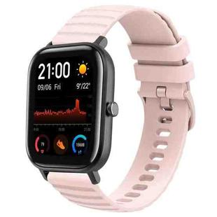 For Amazfit GTS 20mm Wavy Dot Pattern Solid Color Silicone Watch Band(Pink)