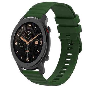 For Amazfit GTR 42MM 20mm Wavy Dot Pattern Solid Color Silicone Watch Band(Army Green)