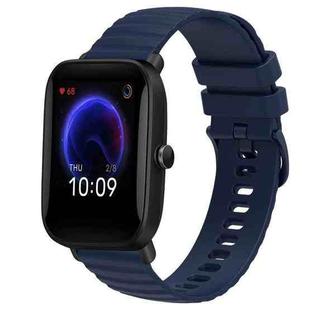 For Amazfit Pop Pro 20mm Wavy Dot Pattern Solid Color Silicone Watch Band(Navy Blue)