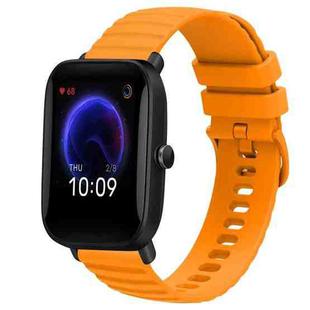 For Amazfit Pop Pro 20mm Wavy Dot Pattern Solid Color Silicone Watch Band(Yellow)