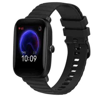 For Amazfit Pop 20mm Wavy Dot Pattern Solid Color Silicone Watch Band(Black)