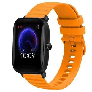 For Amazfit Pop 20mm Wavy Dot Pattern Solid Color Silicone Watch Band(Yellow)