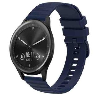 For Garmin Vivomove Sport 20mm Wavy Dot Pattern Solid Color Silicone Watch Band(Navy Blue)
