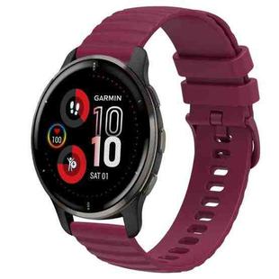 For Garmin Venu 2 Plus 20mm Wavy Dot Pattern Solid Color Silicone Watch Band(Wine Red)