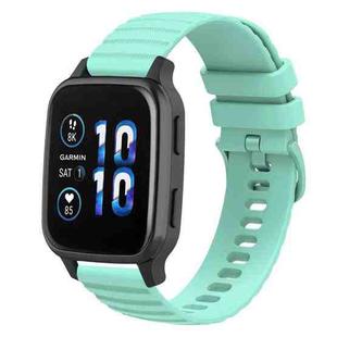 For Garmin Forerunner Sq2 Music 20mm Wavy Dot Pattern Solid Color Silicone Watch Band(Teal)