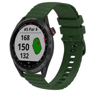 For Garmin Approach S40 20mm Wavy Dot Pattern Solid Color Silicone Watch Band(Army Green)
