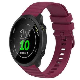 For Garmin Forerunner 158 20mm Wavy Dot Pattern Solid Color Silicone Watch Band(Wine Red)