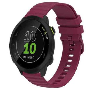 For Garmin Forerunner 55 20mm Wavy Dot Pattern Solid Color Silicone Watch Band(Wine Red)