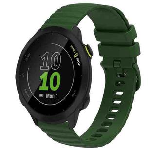 For Garmin Forerunner 55 20mm Wavy Dot Pattern Solid Color Silicone Watch Band(Army Green)