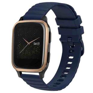 For Garmin Venu SQ 20mm Wavy Dot Pattern Solid Color Silicone Watch Band(Navy Blue)