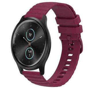 For Garminmove Style 20mm Wavy Dot Pattern Solid Color Silicone Watch Band(Wine Red)