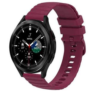 For Samsung  Galaxy Watch 4 Classic 42mm 20mm Wavy Dot Pattern Solid Color Silicone Watch Band(Wine Red)