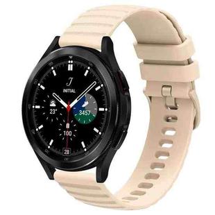 For Samsung  Galaxy Watch 4 Classic 42mm 20mm Wavy Dot Pattern Solid Color Silicone Watch Band(Beige)