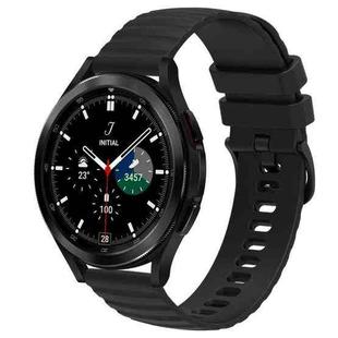 For Samsung  Galaxy Watch 4 Classic 46mm 20mm Wavy Dot Pattern Solid Color Silicone Watch Band(Black)