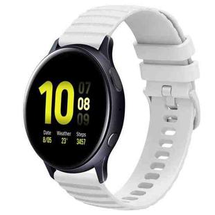 For Samsung Galaxy Watch Active 2 44mm 20mm Wavy Dot Pattern Solid Color Silicone Watch Band(White)