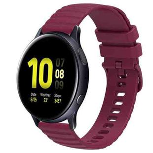 For Samsung Galaxy Watch Active 2 44mm 20mm Wavy Dot Pattern Solid Color Silicone Watch Band(Wine Red)