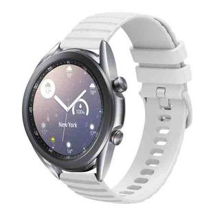 For Samsung Galaxy Watch3 45mm 22mm Wavy Dot Pattern Solid Color Silicone Watch Band(White)