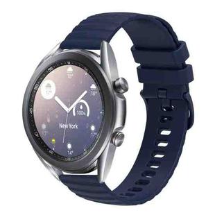 For Samsung Galaxy Watch3 45mm 22mm Wavy Dot Pattern Solid Color Silicone Watch Band(Navy Blue)