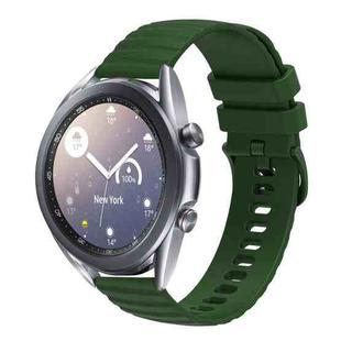 For Samsung Galaxy Watch3 45mm 22mm Wavy Dot Pattern Solid Color Silicone Watch Band(Army Green)